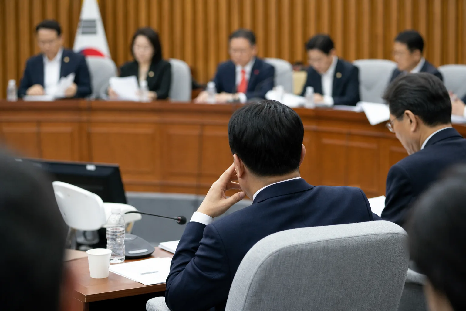 국회 회의장과 정당 쇄신 논의를 상징적으로 표현한 이미지
