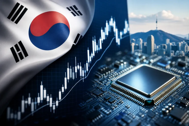 코스피와 반도체 업종 전망을 보여주는 증권시장 이미지