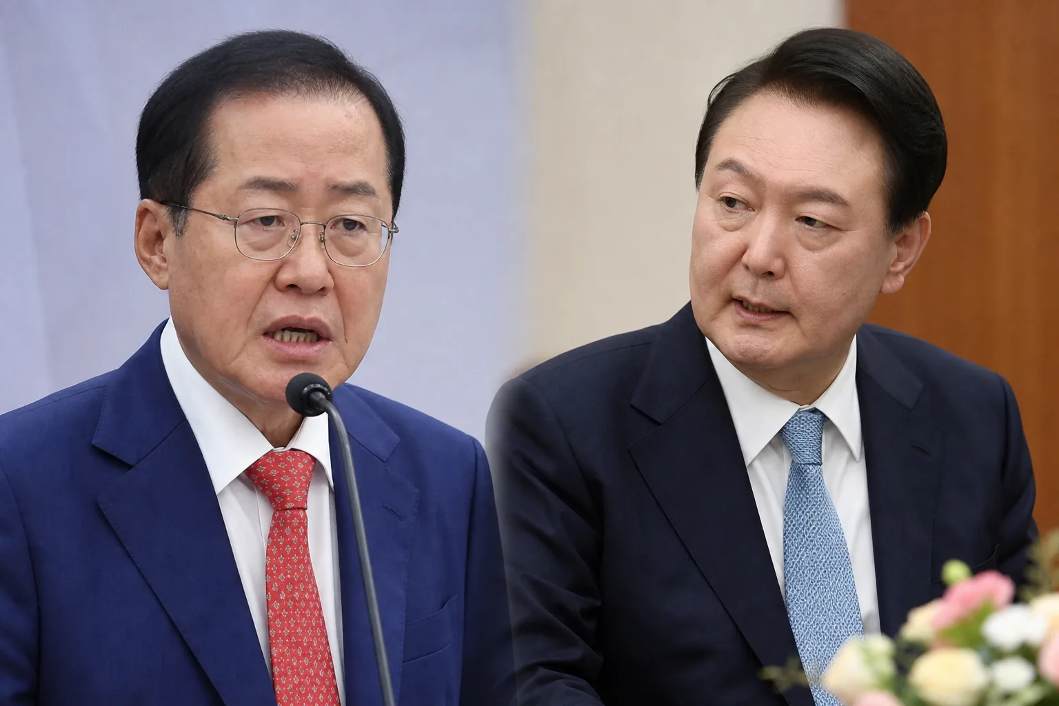 라디오 인터뷰와 정치권 의혹 제기를 표현한 AI 이미지
