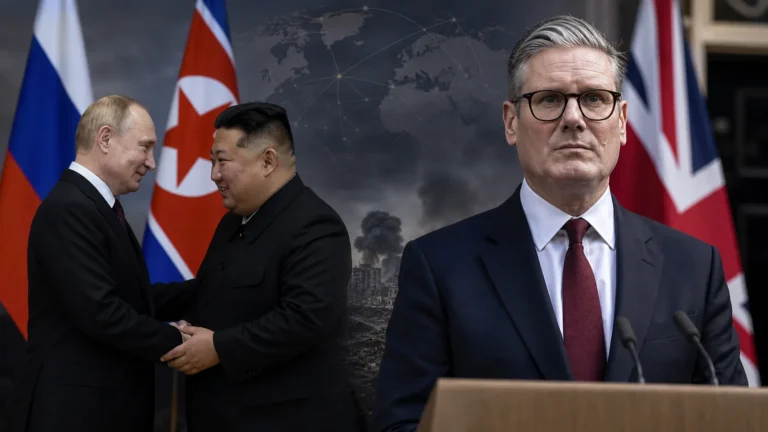 러북 밀착과 영국 새 정부를 함께 보여주는 국제 정치 이미지