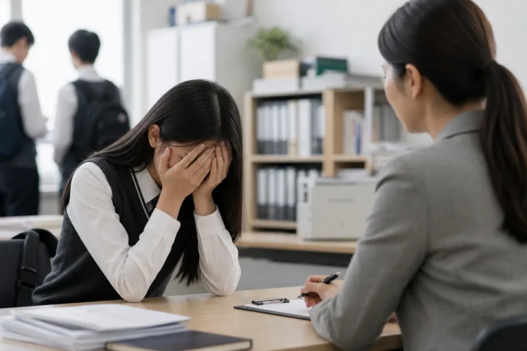 학교폭력 상담 기록 관리와 교육 행정 공백을 표현한 AI 이미지