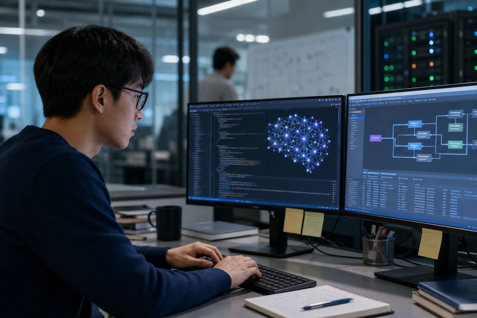 기업 데이터센터에서 오픈웨이트 AI 모델을 검토하는 모습