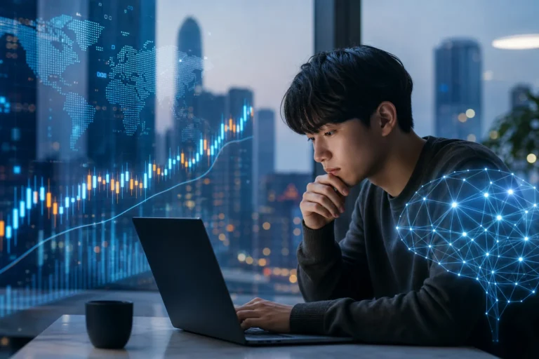 AI 기술주 투자 열풍과 젊은 개인투자자를 보여주는 이미지