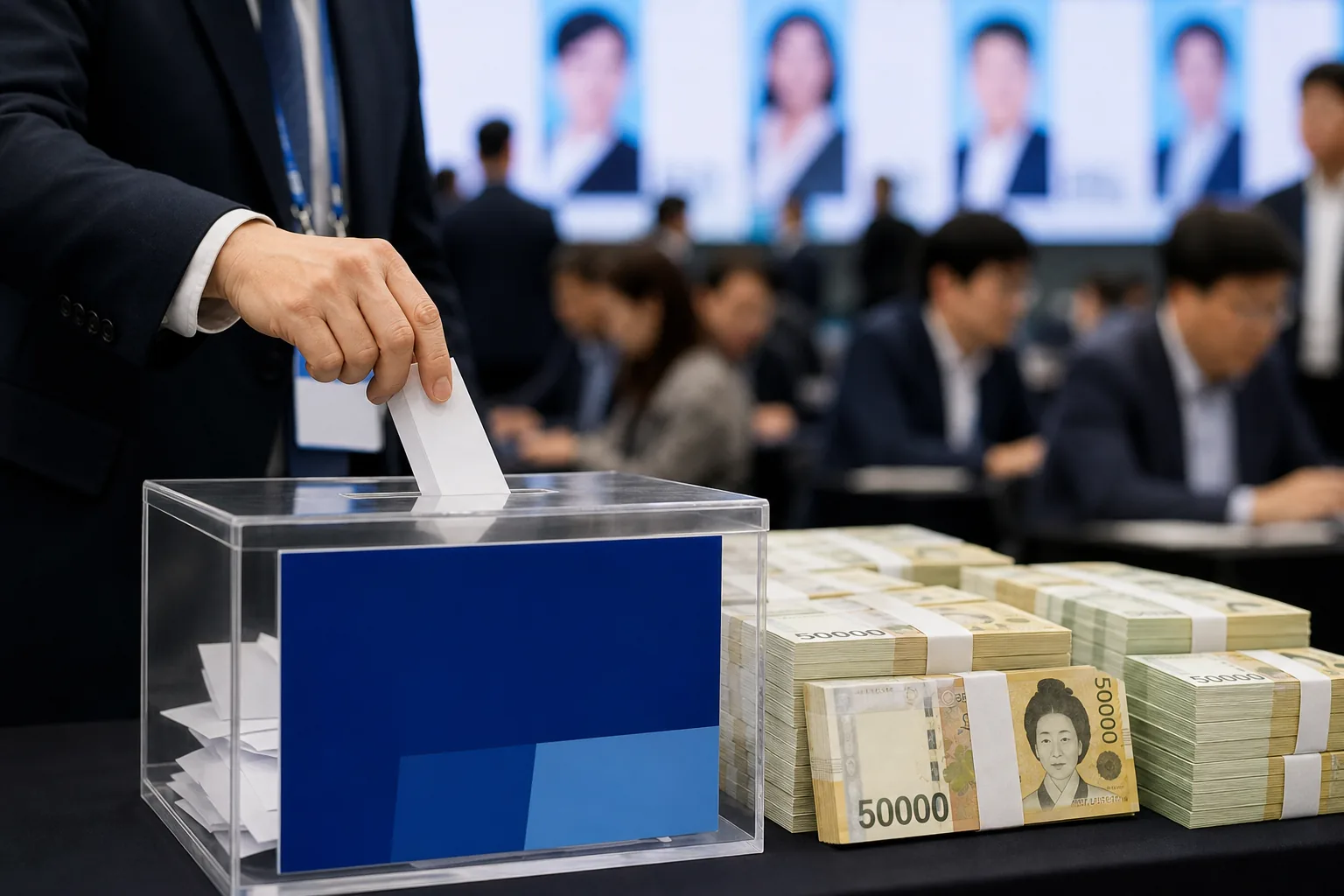 정치 기탁금과 후보 등록 장벽 논란을 표현한 이미지