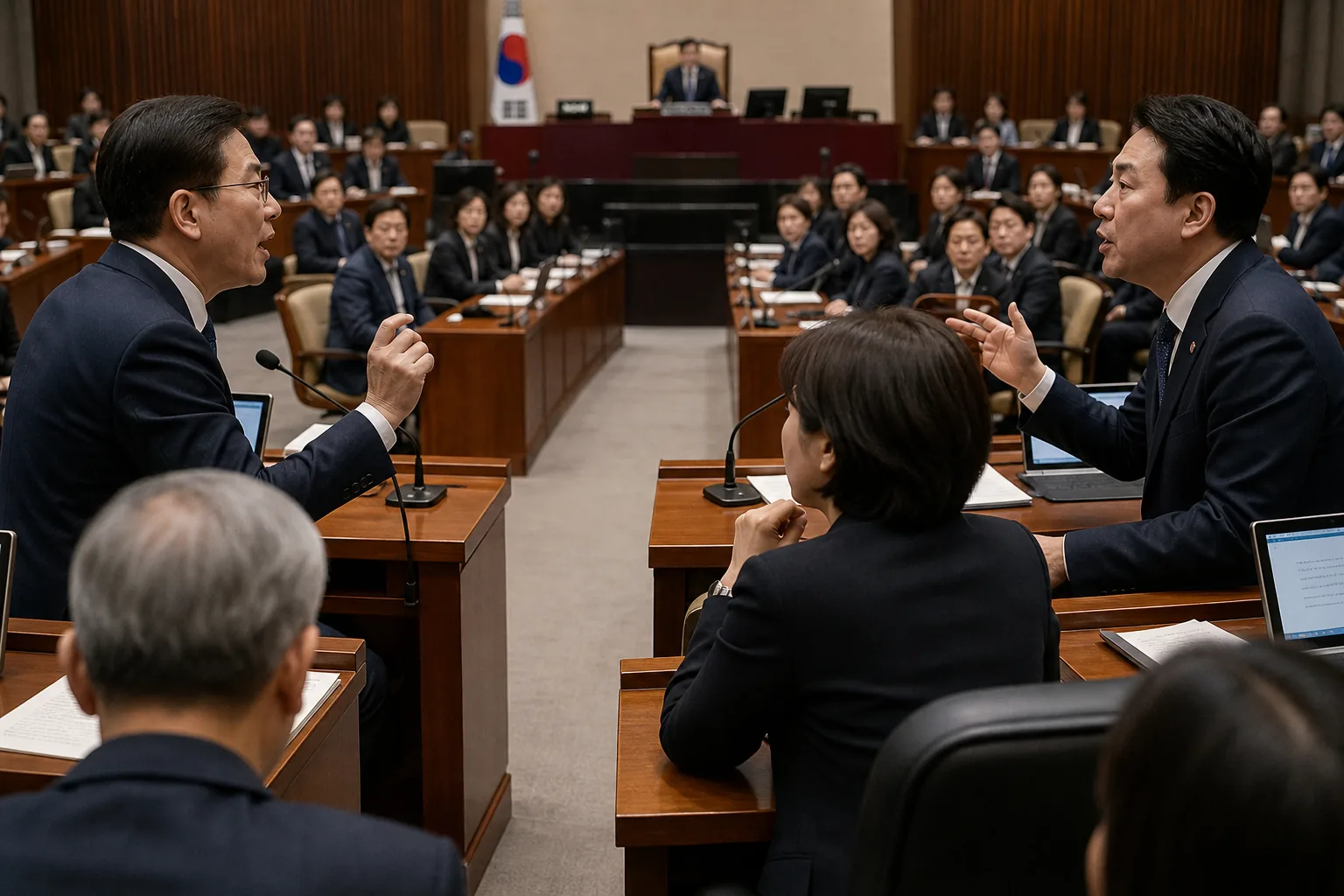 부동산 자료와 국회 브리핑이 함께 보이는 정치 뉴스 이미지