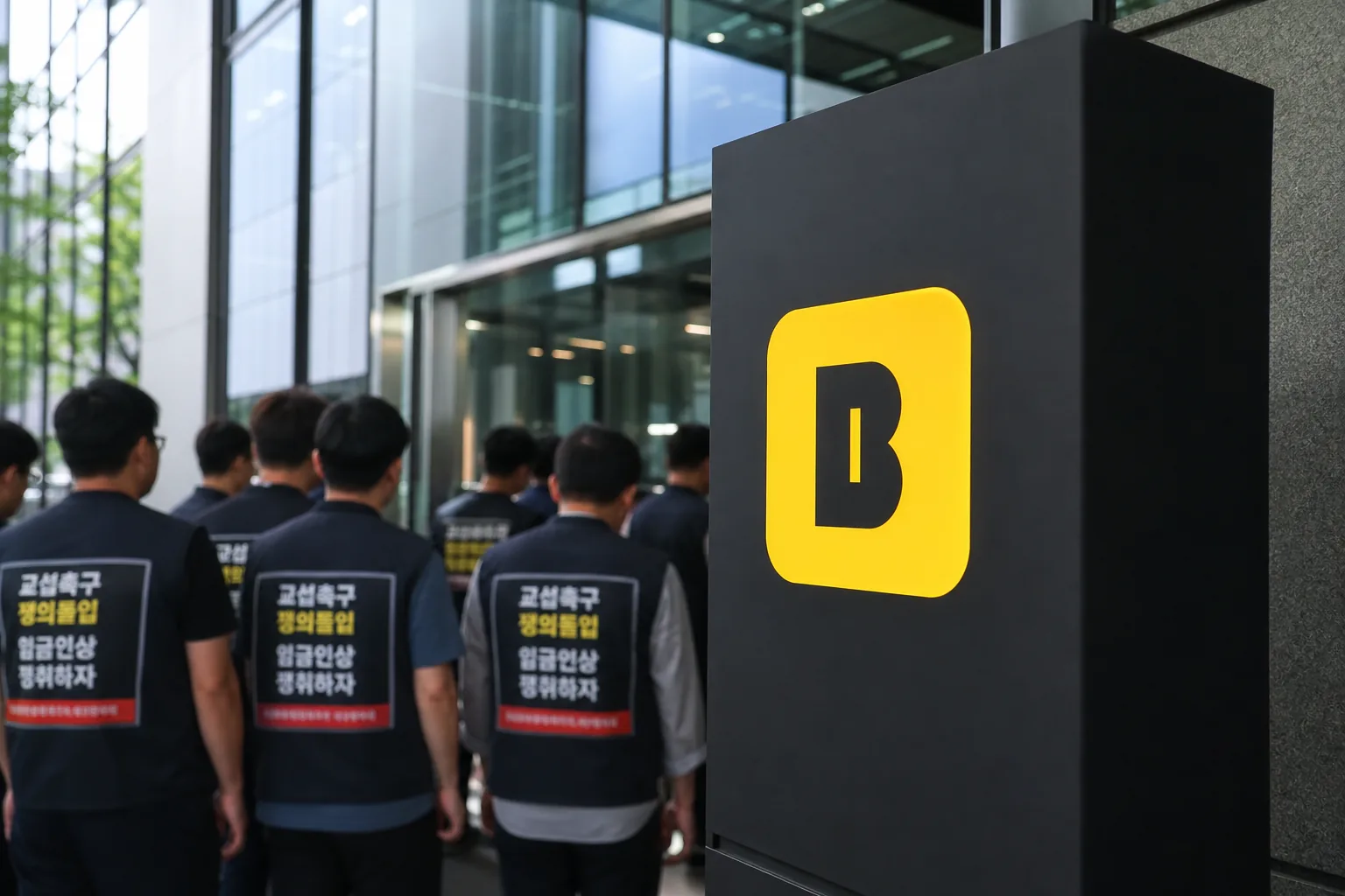 디지털 금융 서비스와 노사 협상 리스크를 함께 보여주는 이미지