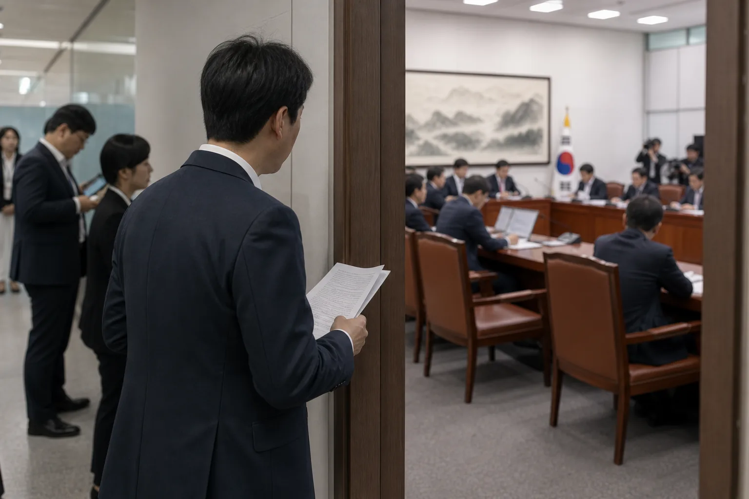 국회 의원회관 정책 세미나와 기자회견을 표현한 이미지