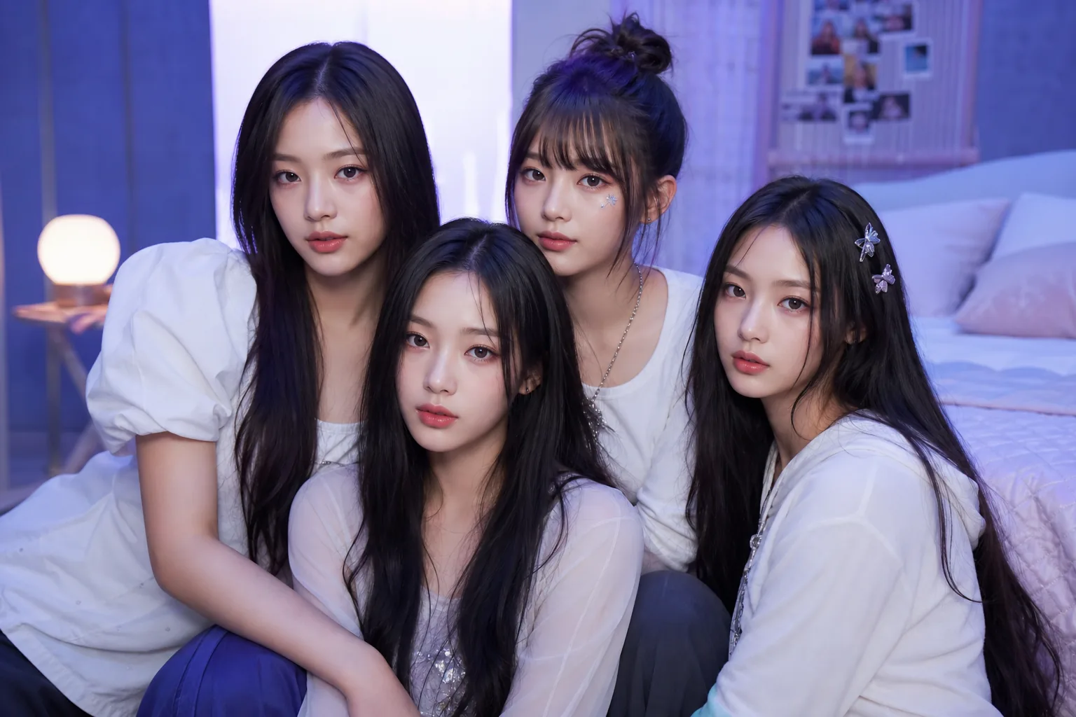 K팝 그룹이 기념 영상을 공개하는 스튜디오 장면