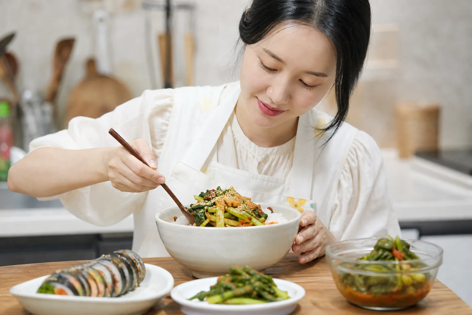 여름 제철 열무로 차린 비빔밥 한 상