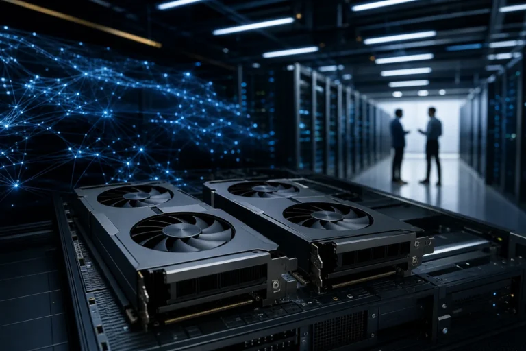 대형 AI 데이터센터와 GPU 서버를 상징하는 이미지