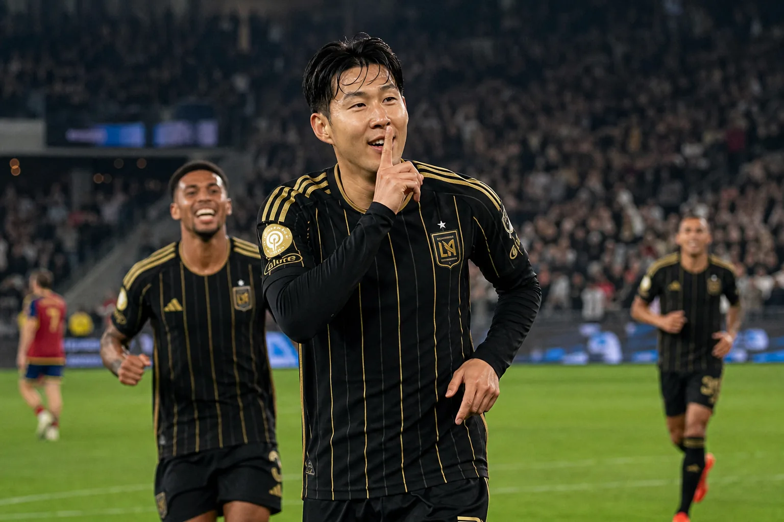 축구 선수가 역습 상황에서 왼발 슈팅을 시도하는 장면