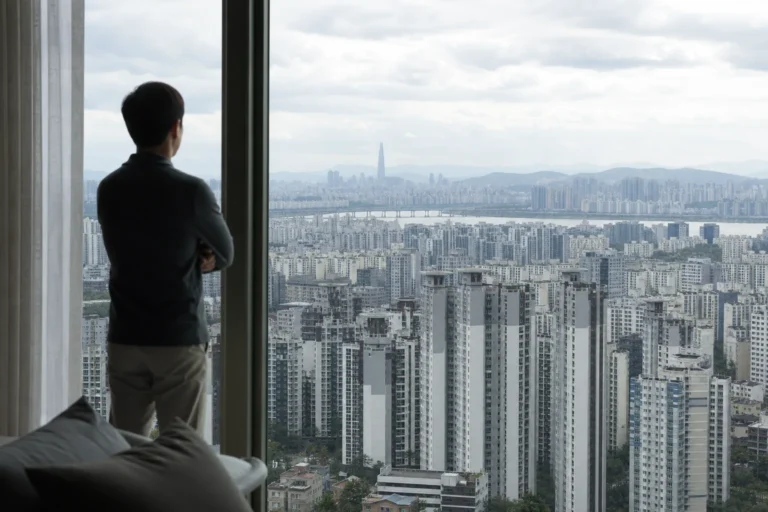 서울 아파트 단지와 부동산 시장 관망세를 보여주는 대표 이미지