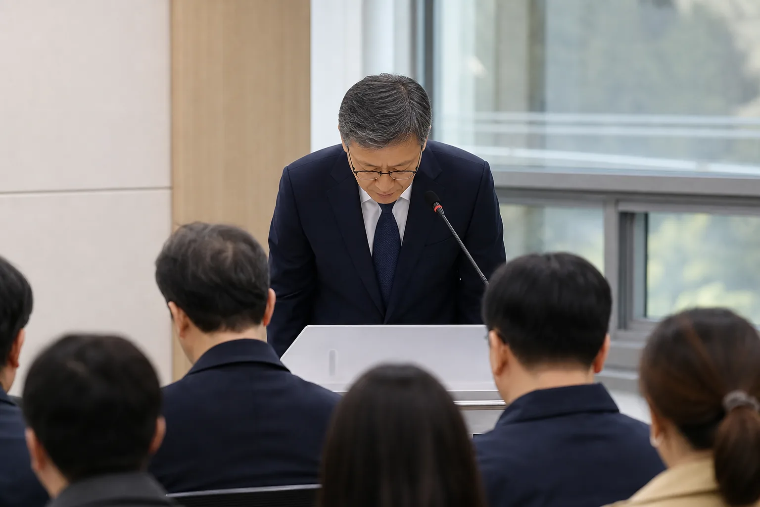 투표소에서 투표용지와 선거 관리 절차를 점검하는 이미지