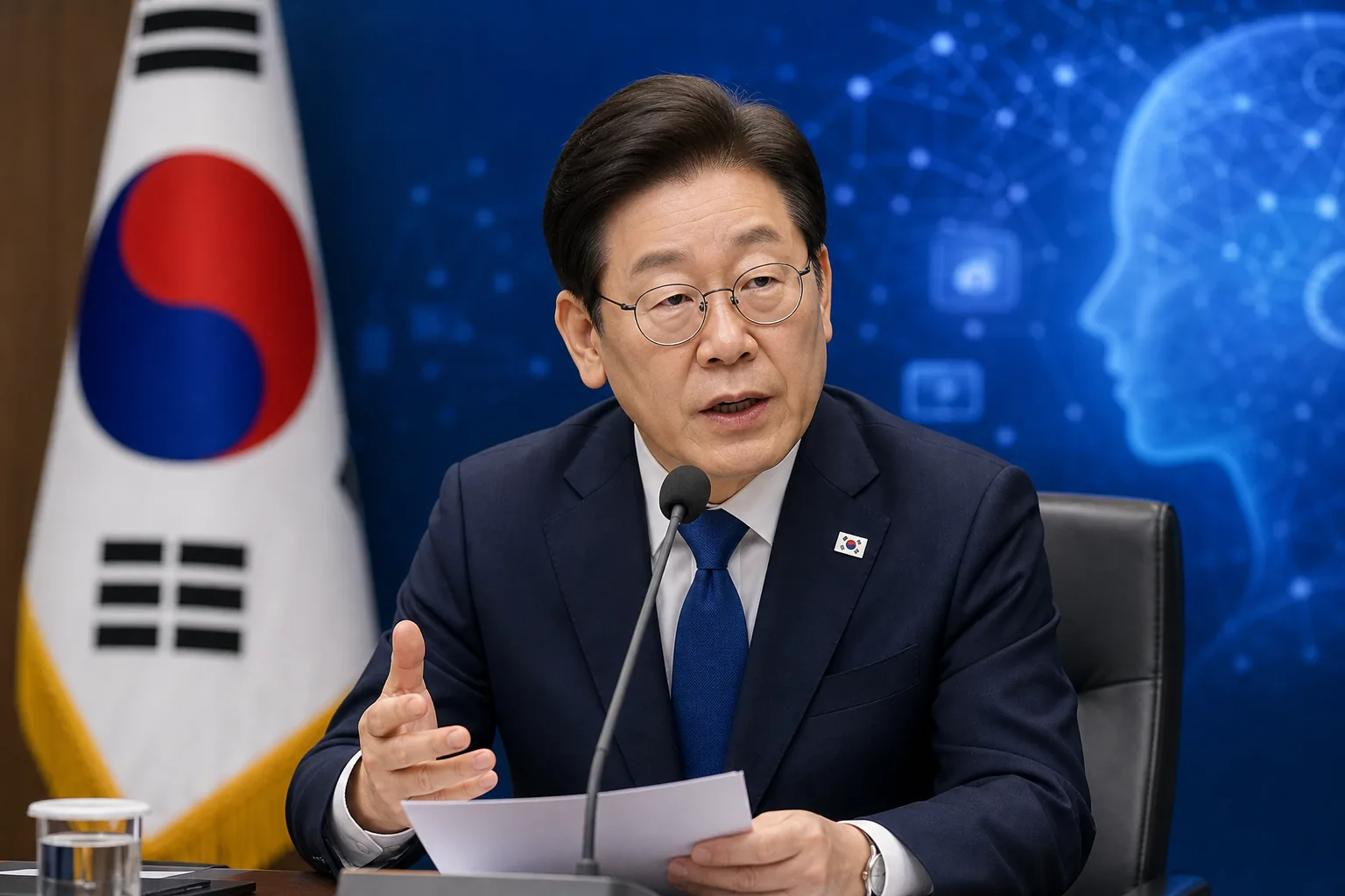 李대통령 AI 성과가 모두에게 기회로…AI 기본사회 소개 핵심 장면
