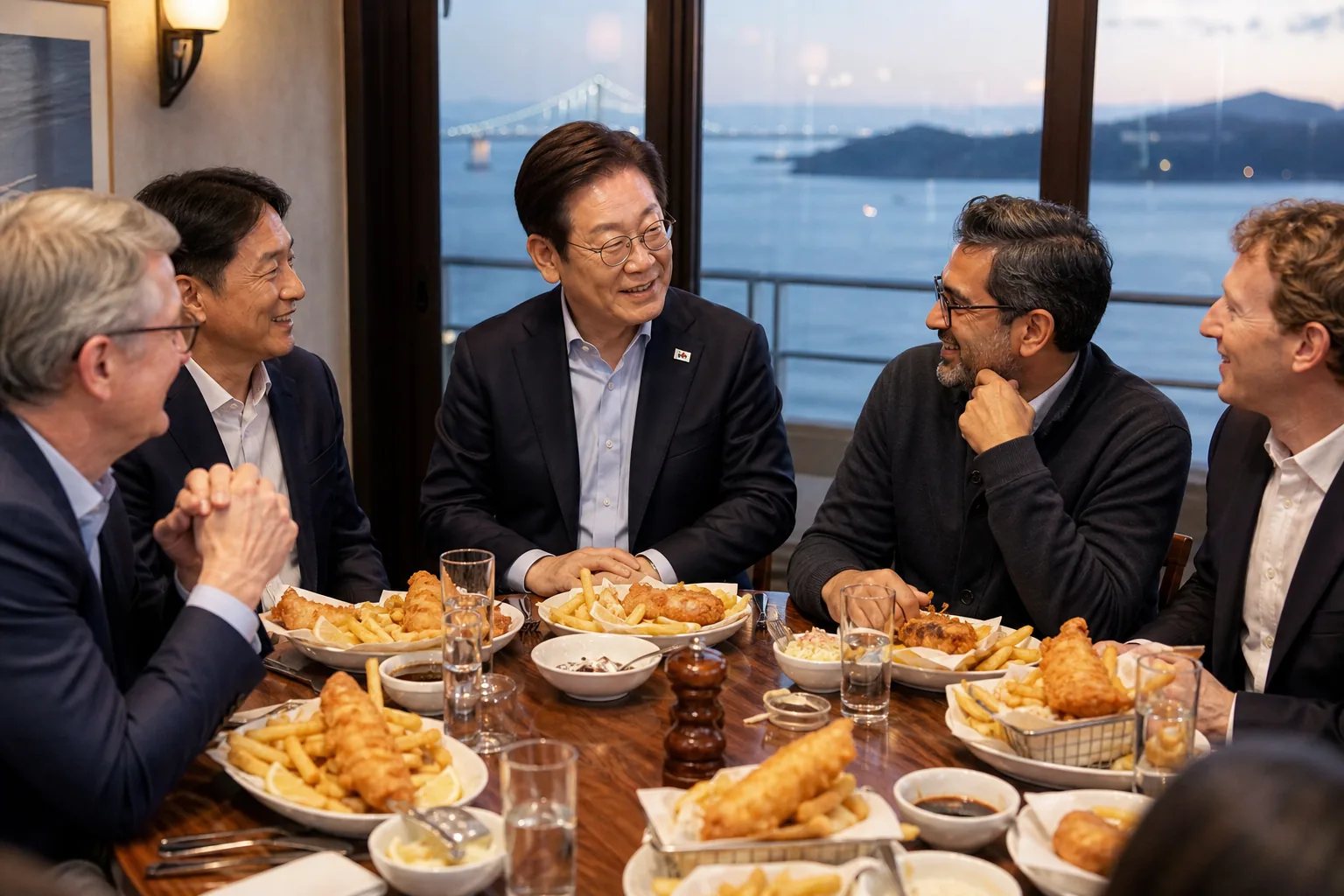 이 대통령 빅테크 CEO들과 피시앤칩스 만찬 샌프란 깐부회동 핵심 장면