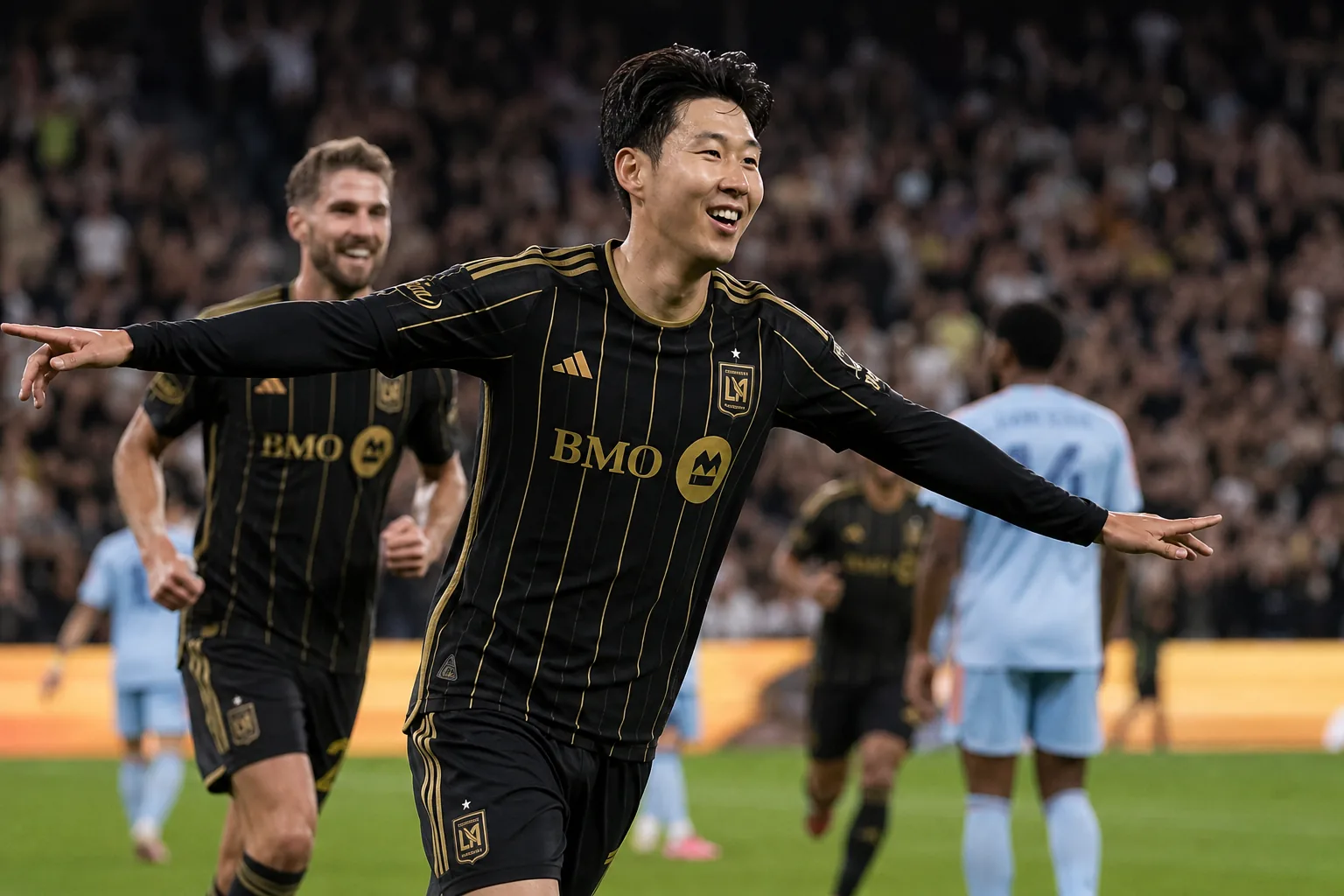 손흥민이 MLS 경기 초반 선제골을 넣는 장면
