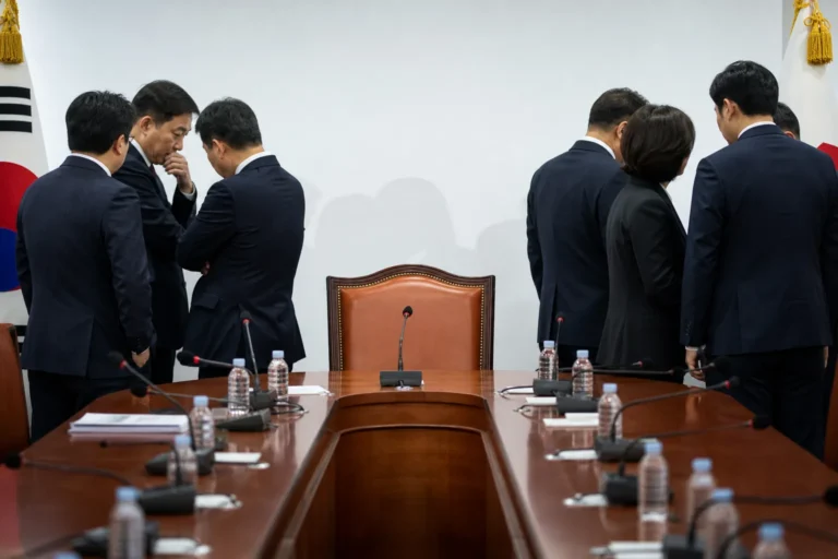 국민의힘 윤리위원회 회의와 당내 갈등을 상징하는 대표 이미지