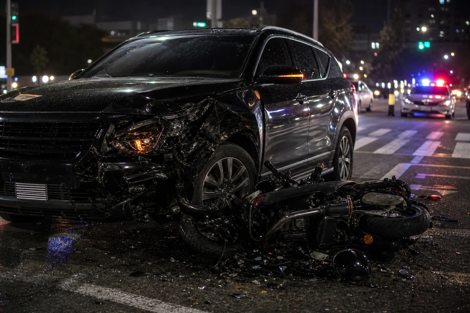 불법 유턴하던 SUV, 오토바이와 충돌…20대 오토바이 운전자 숨져 핵심 내용을 시각화한 이미지