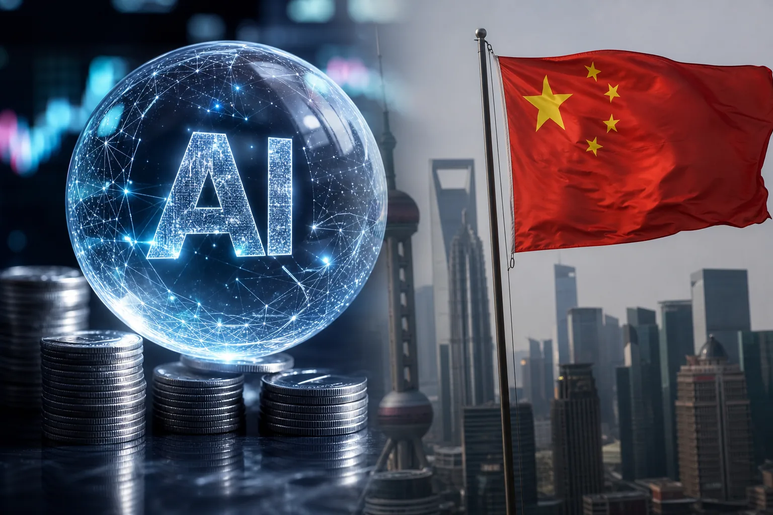 'AI 거품' 안 그래도 불안한데…중국, 이것까지? '쌍충격' 핵심 내용을 시각화한 이미지