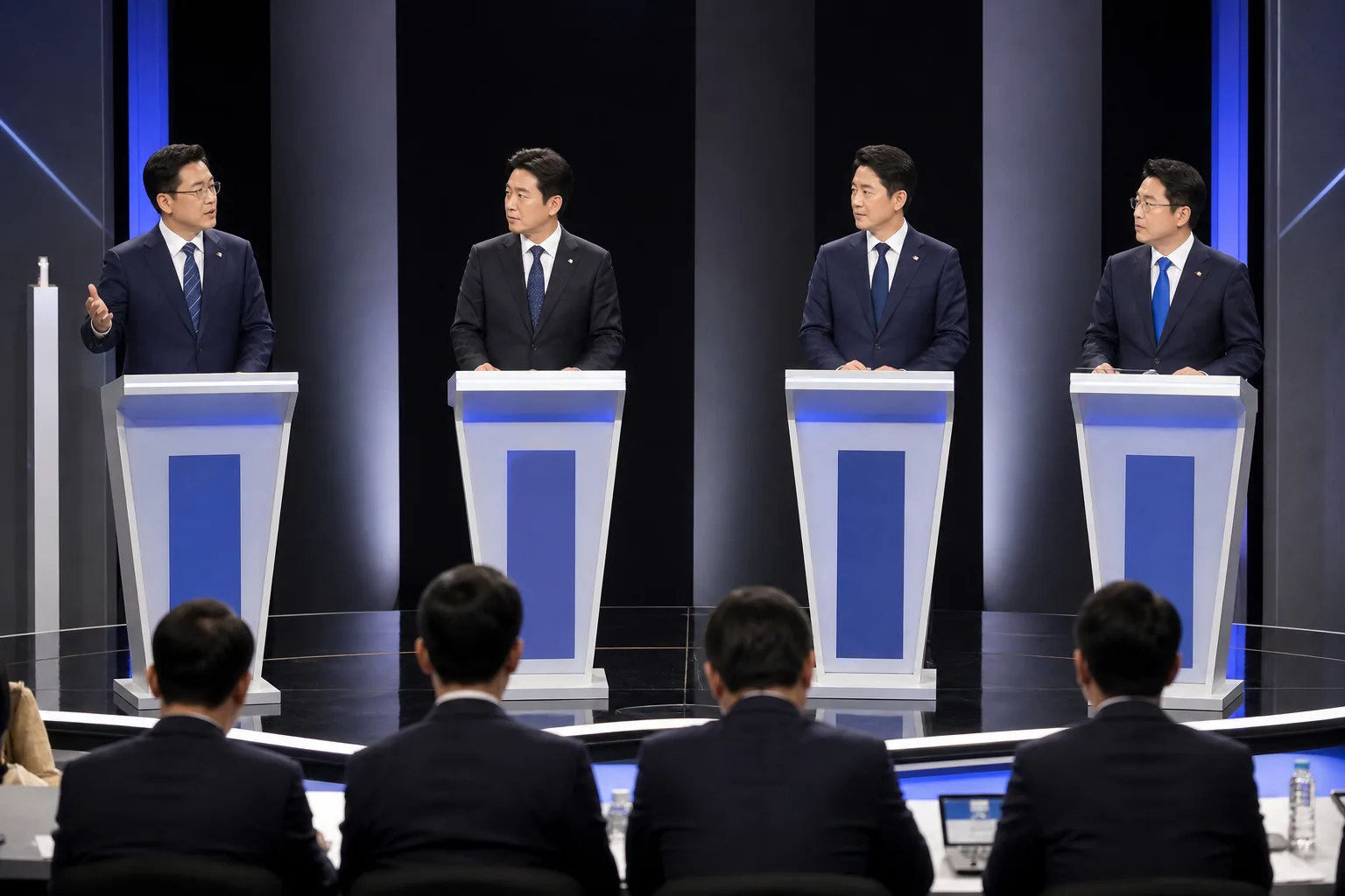 전당대회를 앞둔 정당 선거 전략과 당심 경쟁을 표현한 이미지