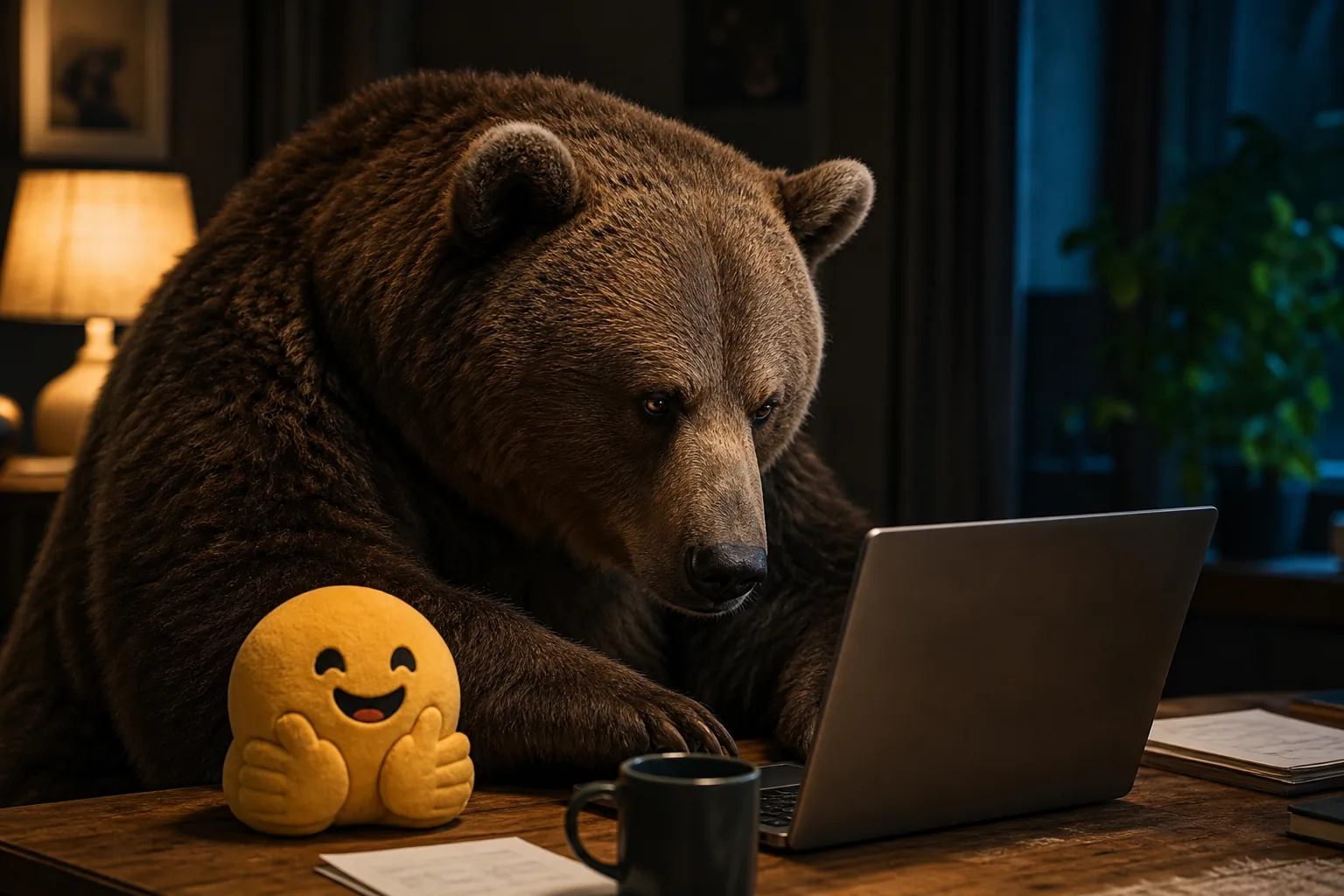 The Hugging Face AI break-in, as told through an increasingly committed bear metaphor 핵심 내용을 시각화한 이미지
