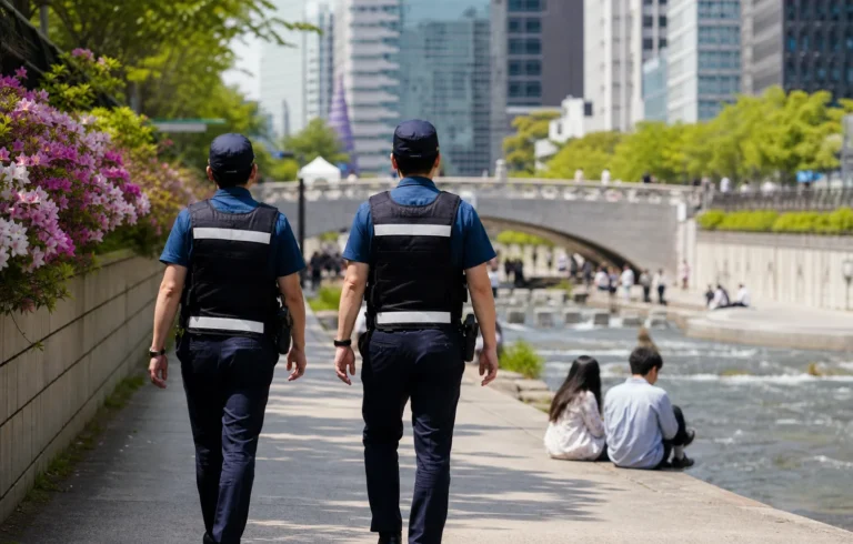 청계천 시민 이용 질서와 순찰 강화를 보여주는 사회 뉴스 이미지