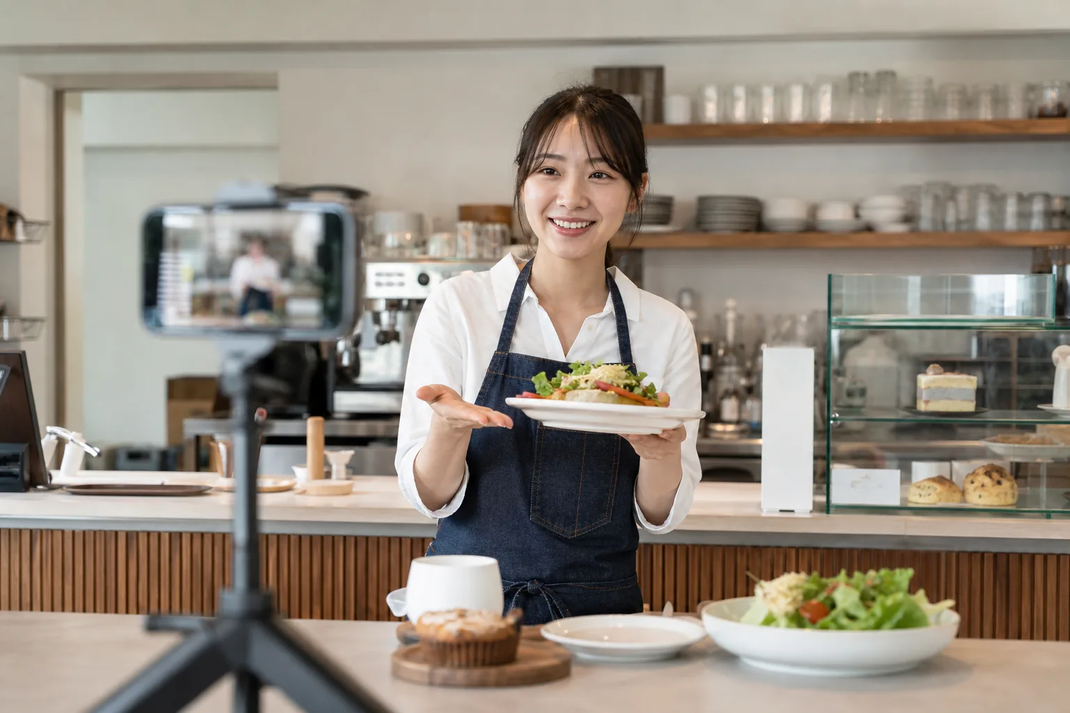 소상공인이 온라인 마케팅 성과를 확인하는 모습