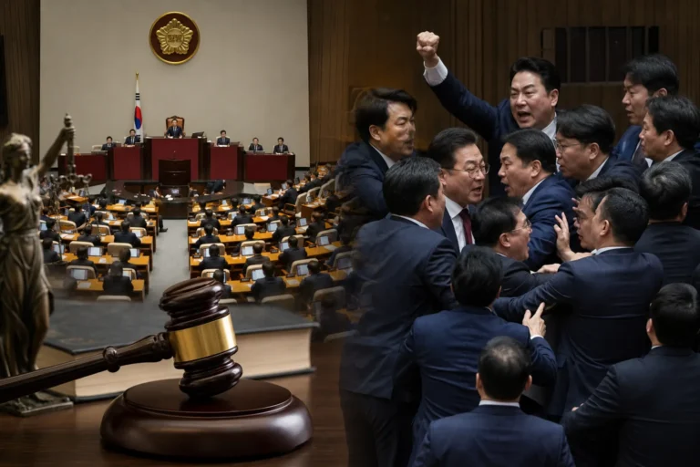 국회 본회의와 형사소송법 개정 논의를 상징하는 이미지