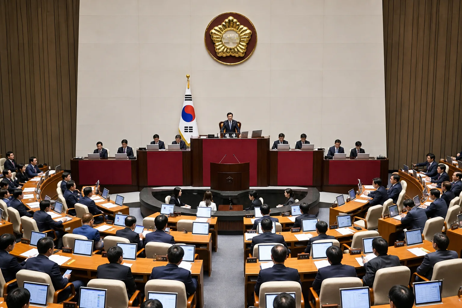국회 회의장에서 형사사법 개편을 논의하는 모습