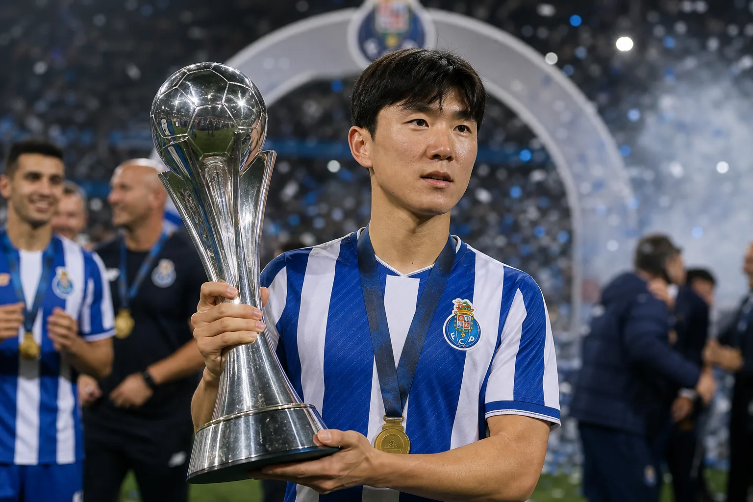 축구 중원에서 경기를 조율하는 선수
