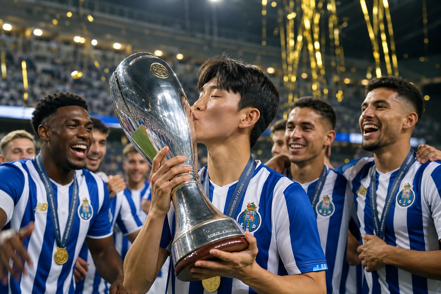 축구팀의 슈퍼컵 우승을 상징하는 트로피