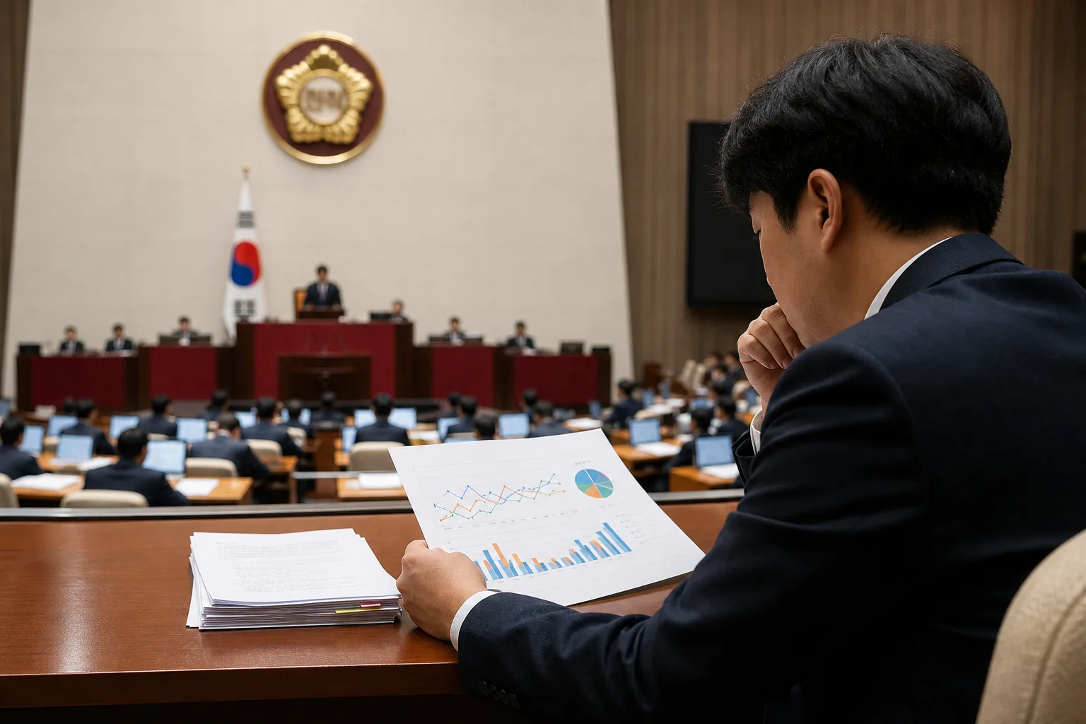 여론조사 결과를 분석하는 모습