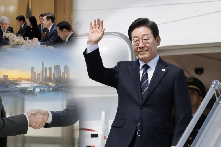 해외 순방을 마치고 귀국하는 대통령 전용기 이미지