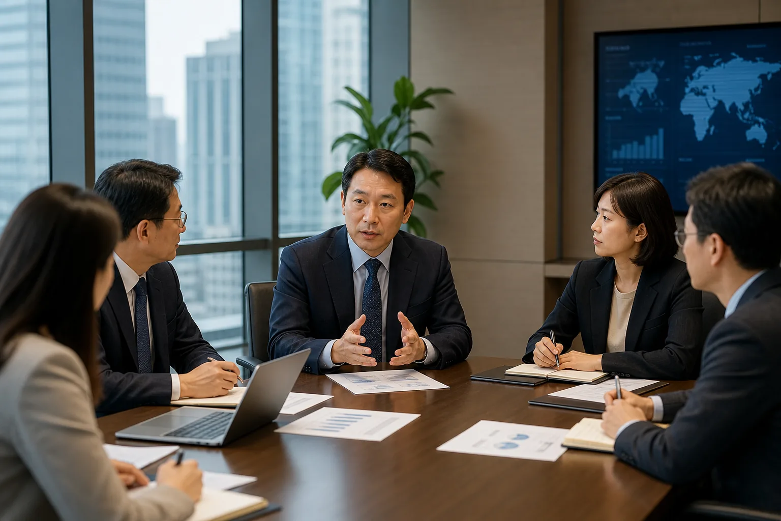 반도체와 국제 통상 협력을 상징하는 산업 현장 이미지