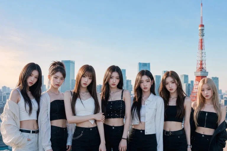 K팝 걸그룹의 일본 음원 발매를 상징하는 무대 이미지