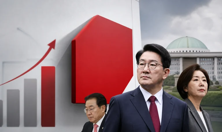 정당 지지율과 여론조사 분석을 상징하는 이미지