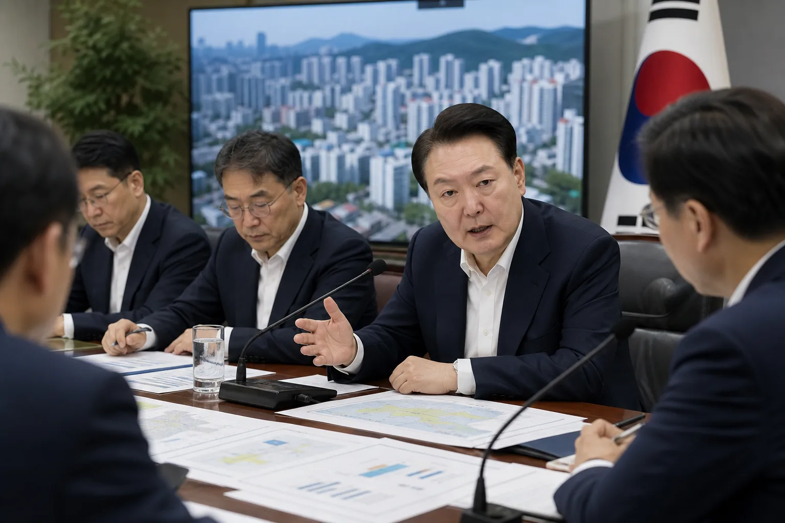주택 공급 대책을 논의하는 정책 회의 장면