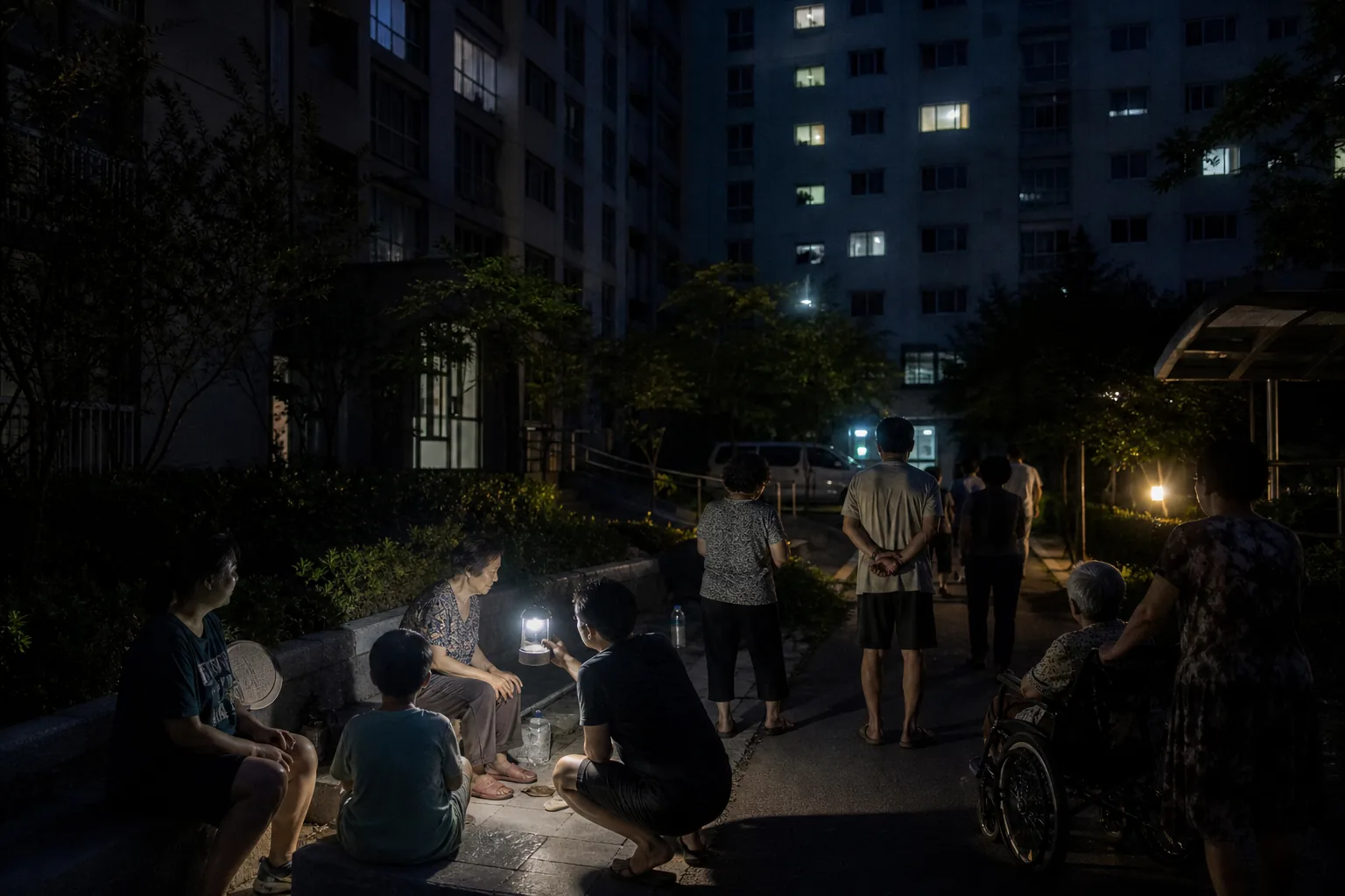 전력 설비를 점검하는 복구 작업자