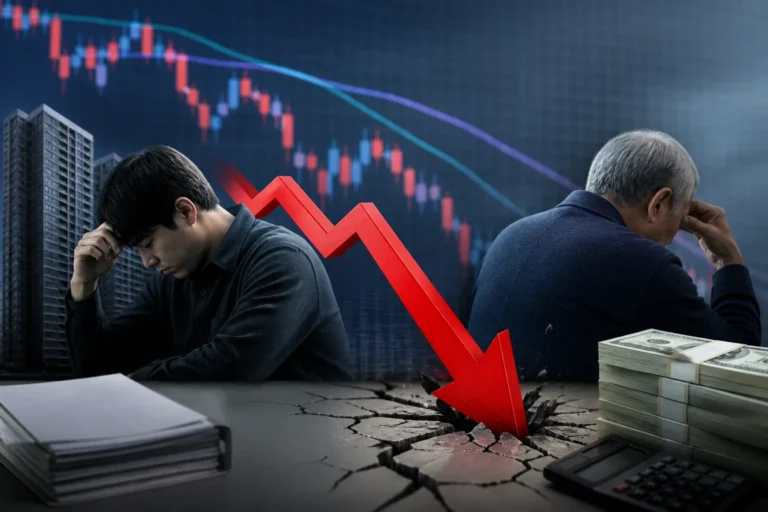 주가 그래프와 신용대출 서류를 살펴보는 금융 소비자