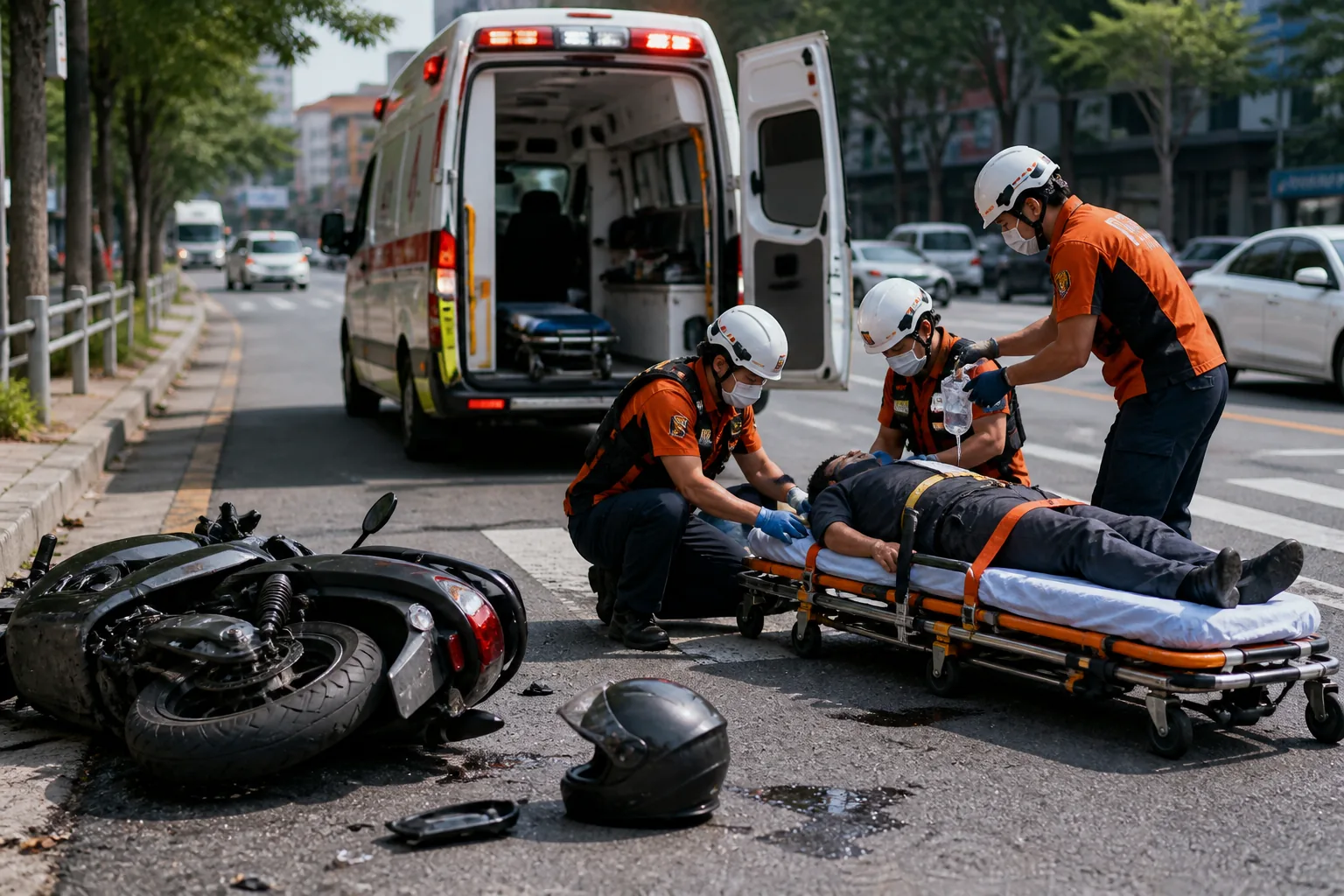 환자 이송 후 복귀하던 구급차, 오토바이 사고 현장서 60대 구조 배경과 파장을 설명하는 이미지