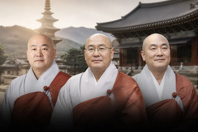 한국 불교 종단의 총무원장 선거를 상징하는 사찰 이미지