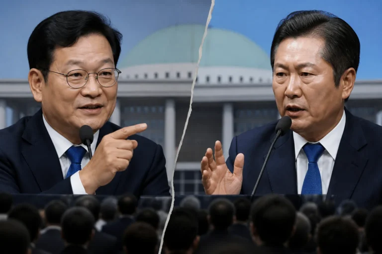 더불어민주당 전당대회 당 대표 후보 경쟁을 상징하는 이미지