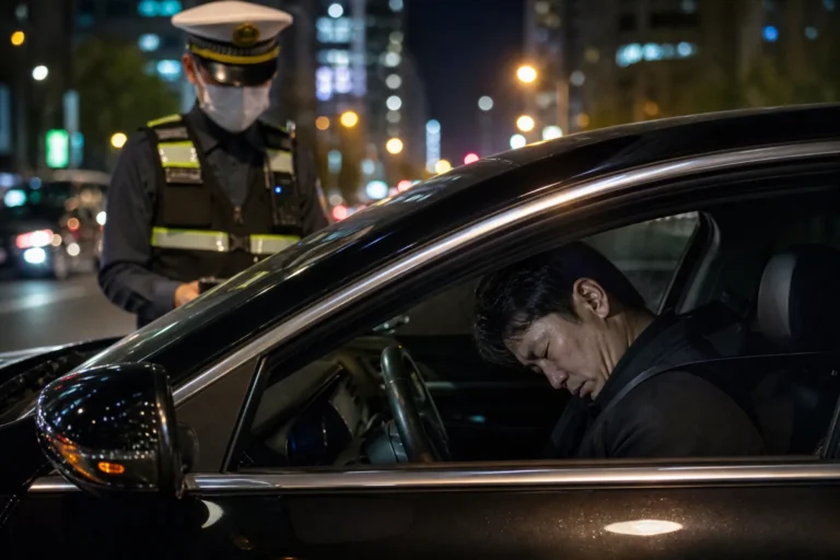 서울 도심 도로의 음주운전 단속 상황을 표현한 대표 이미지
