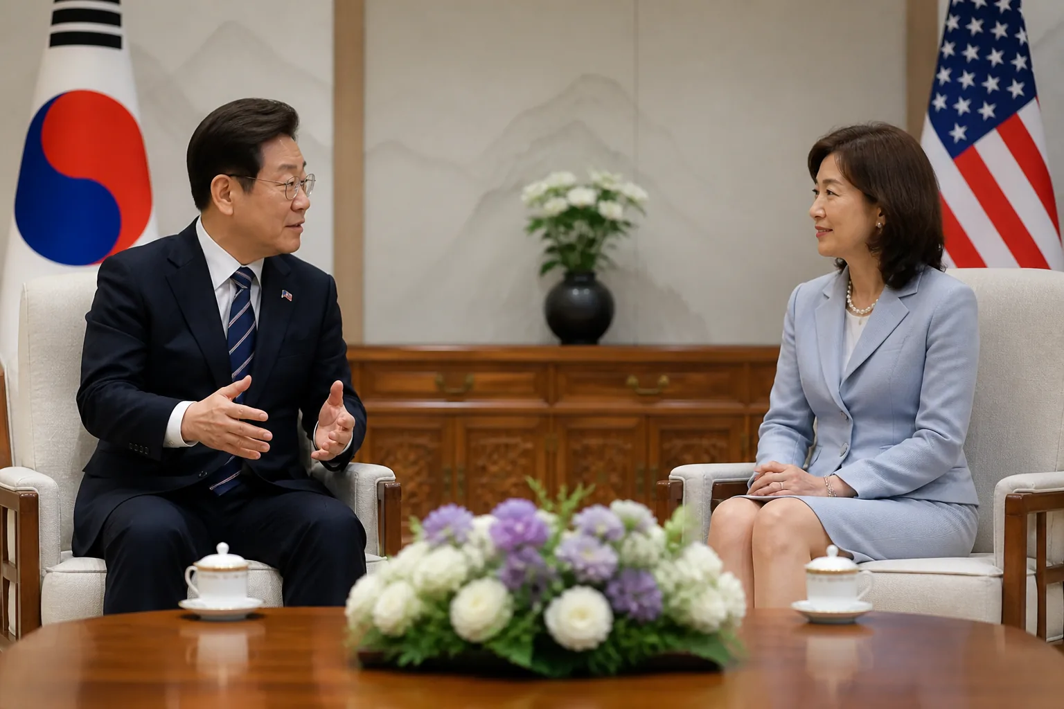 청와대에서 진행되는 신임장 제정식 이미지