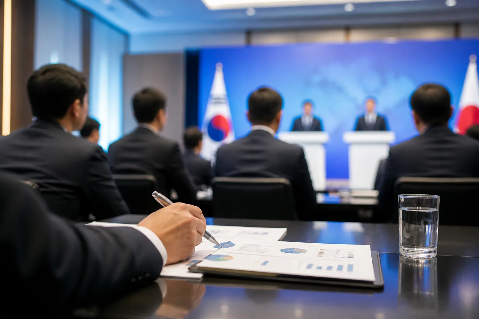 대규모 해외투자 결정을 검토하는 기업 이사회 이미지