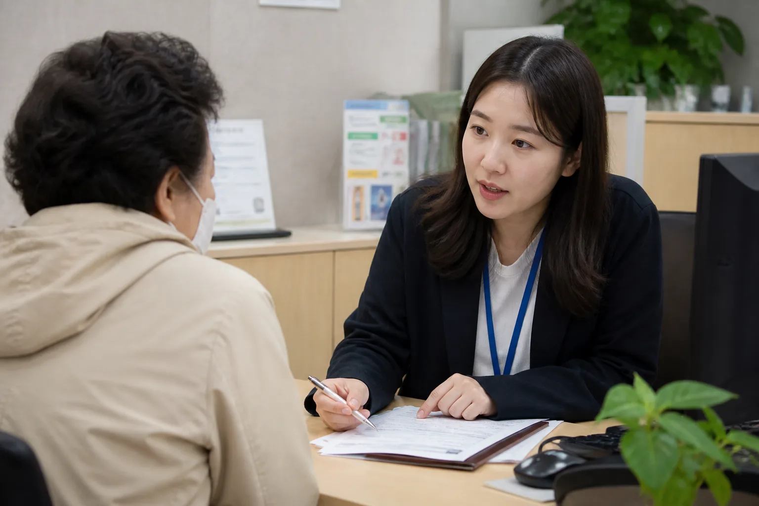 주민센터에서 생계급여를 상담하는 시민