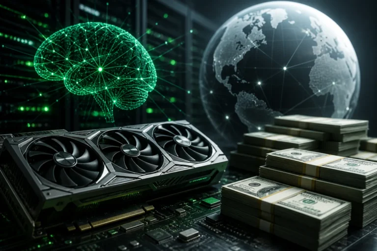 AI 데이터센터의 엔비디아 GPU 반도체 수요 확대를 표현한 이미지
