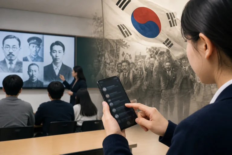 광복절과 온라인 역사왜곡 대응을 표현한 이미지