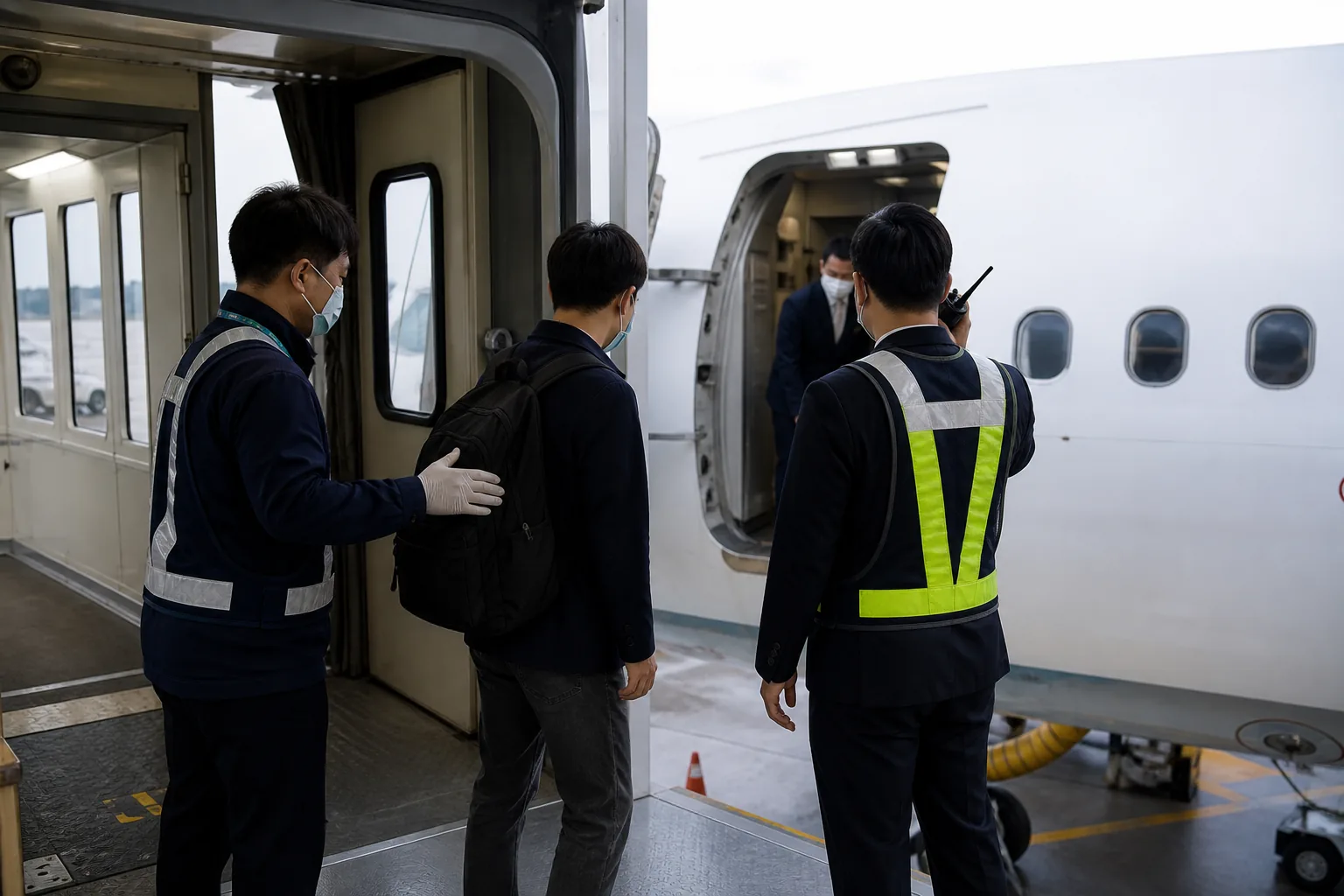 공항 출발 안내판과 지연 항공편을 기다리는 승객
