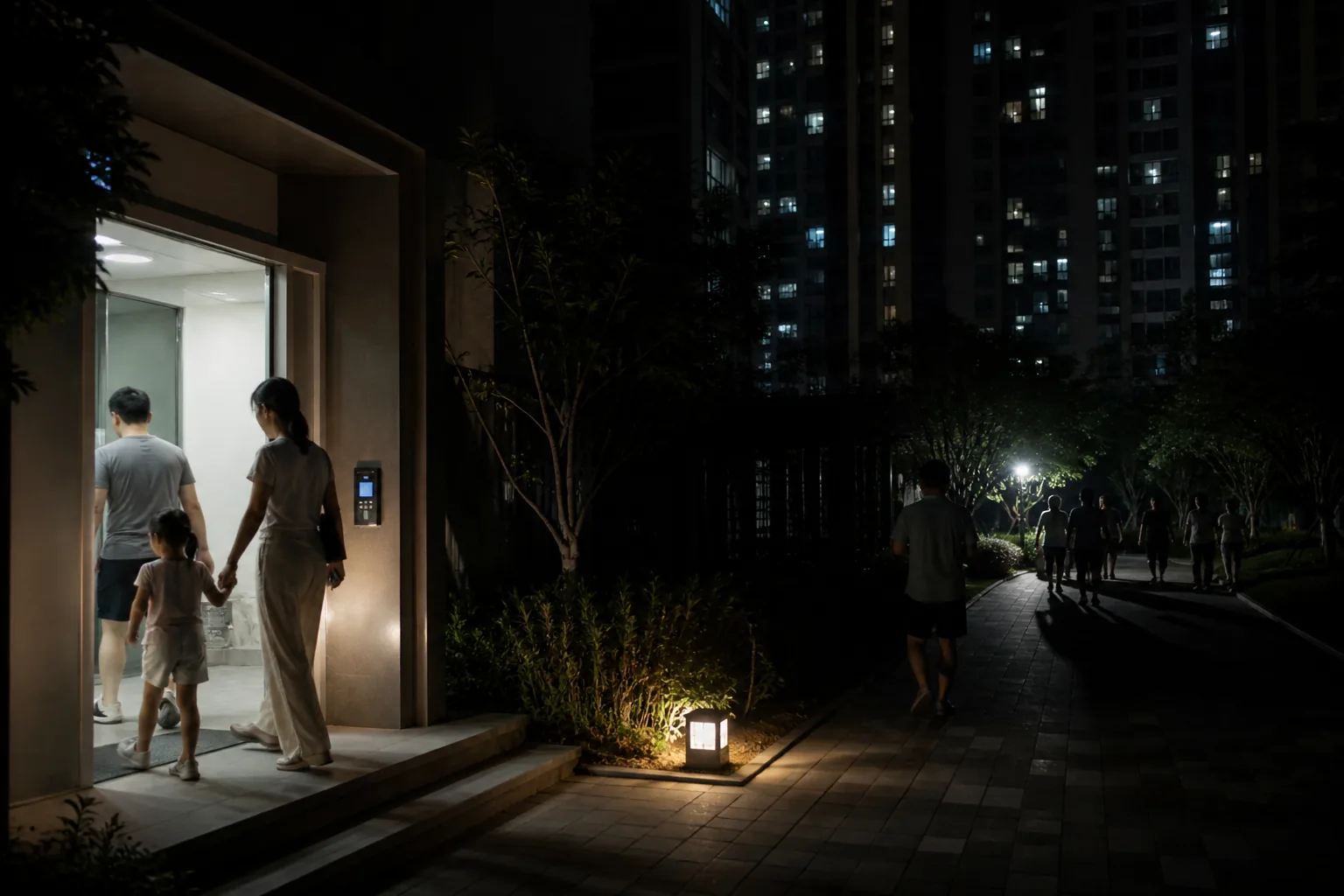 아파트 전기설비와 변압기를 점검하는 기술자